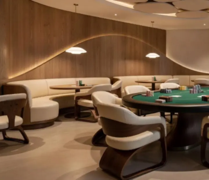 Ekskluzywne wnętrze restauracji przygotowane na wieczór pokerowy