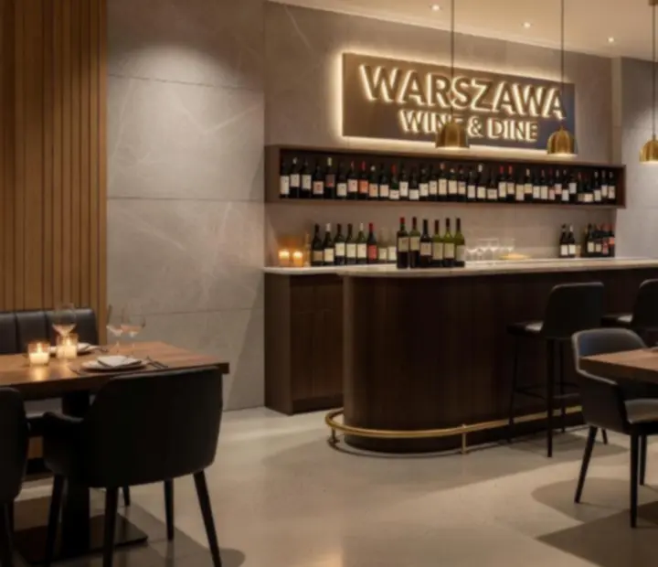 Wnętrze eleganckiego wine baru przygotowanego na wieczór pokerowy