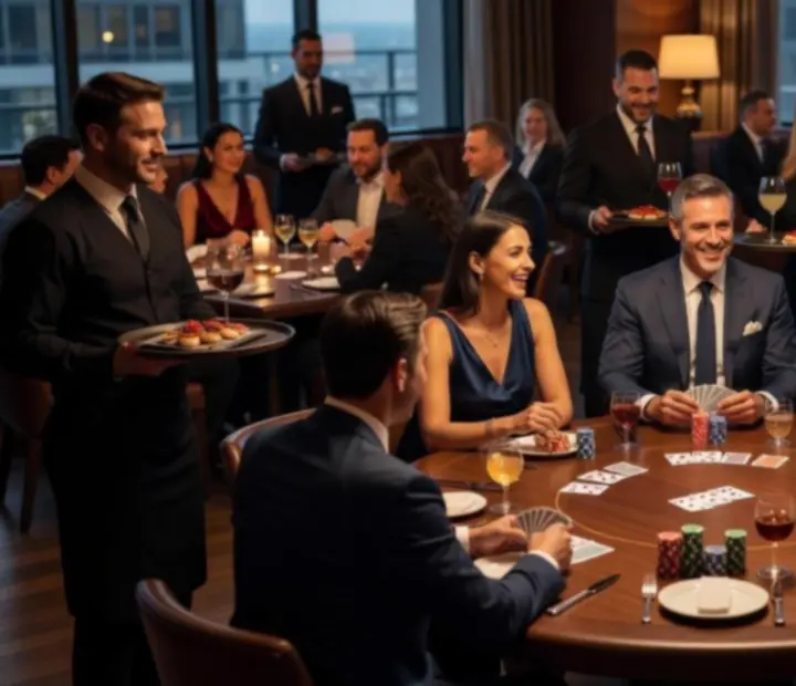 Galeria zdjęć z eleganckich pokerowych eventów w restauracjach