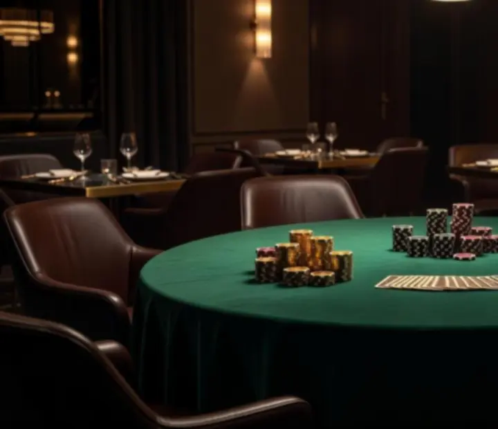 Elegancki stół restauracyjny przygotowany na pokerowy wieczór